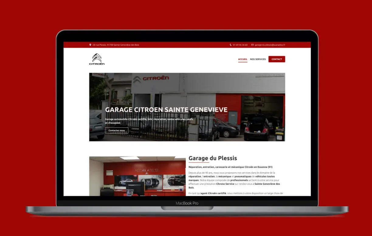 Visuel ordinateur - Site vitrine garage du plessis