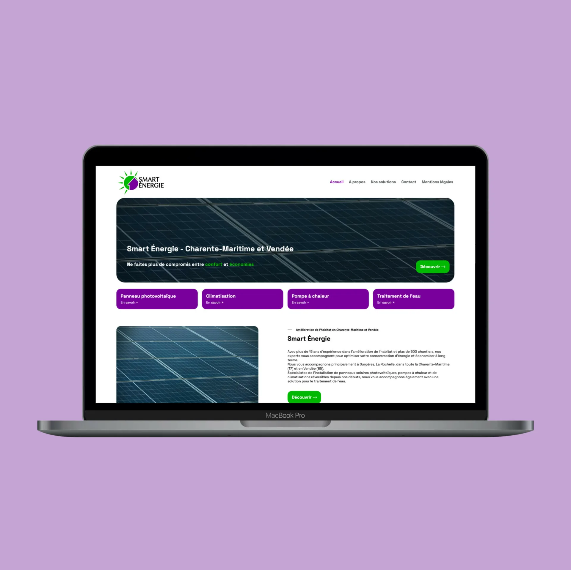 Smart Energie site internet en desktop